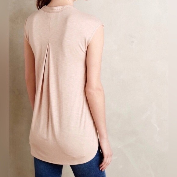 Anthropologie Postmark Egress Split Neck Striped High Low Blouse Tunic Size M - Picture 2 of 6